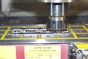 cnc machining half inch metal plate on eepm workholding magnet