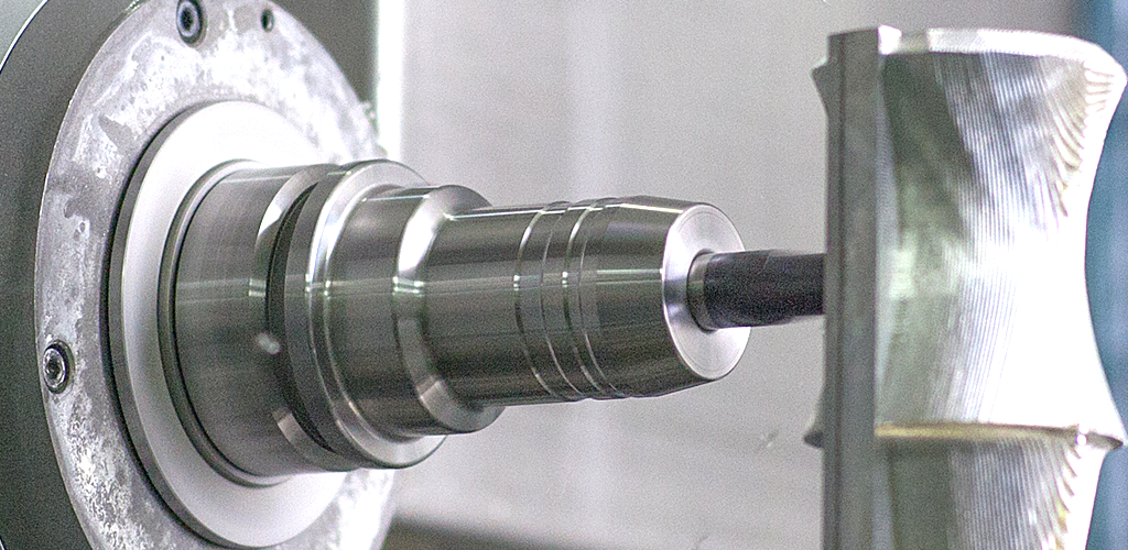 cnc milling operation close up on techniks hydraulic tool holders